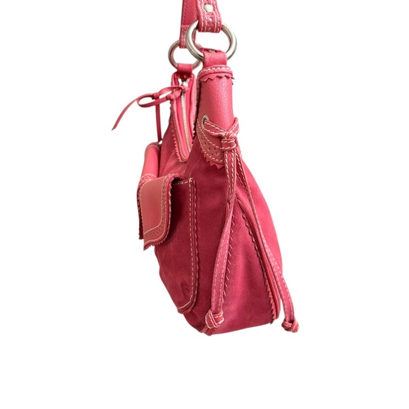 Isabella fiore pink suede leather eyelet hobo bag - Picture 5 of 13